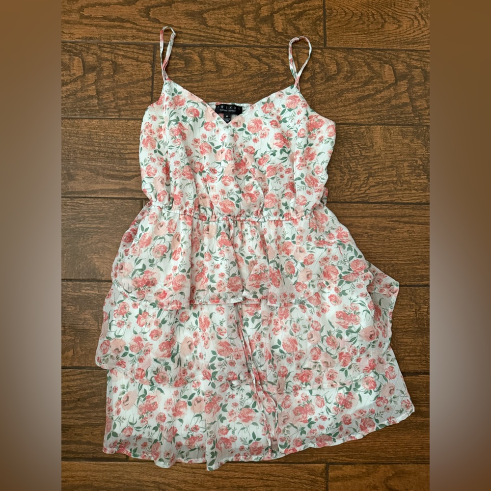 🏴‍☠️6 for $30🏴‍☠️ TRIXXI Floral Ruffle Adjustable Straps Dress - M - Picture 13 of 14